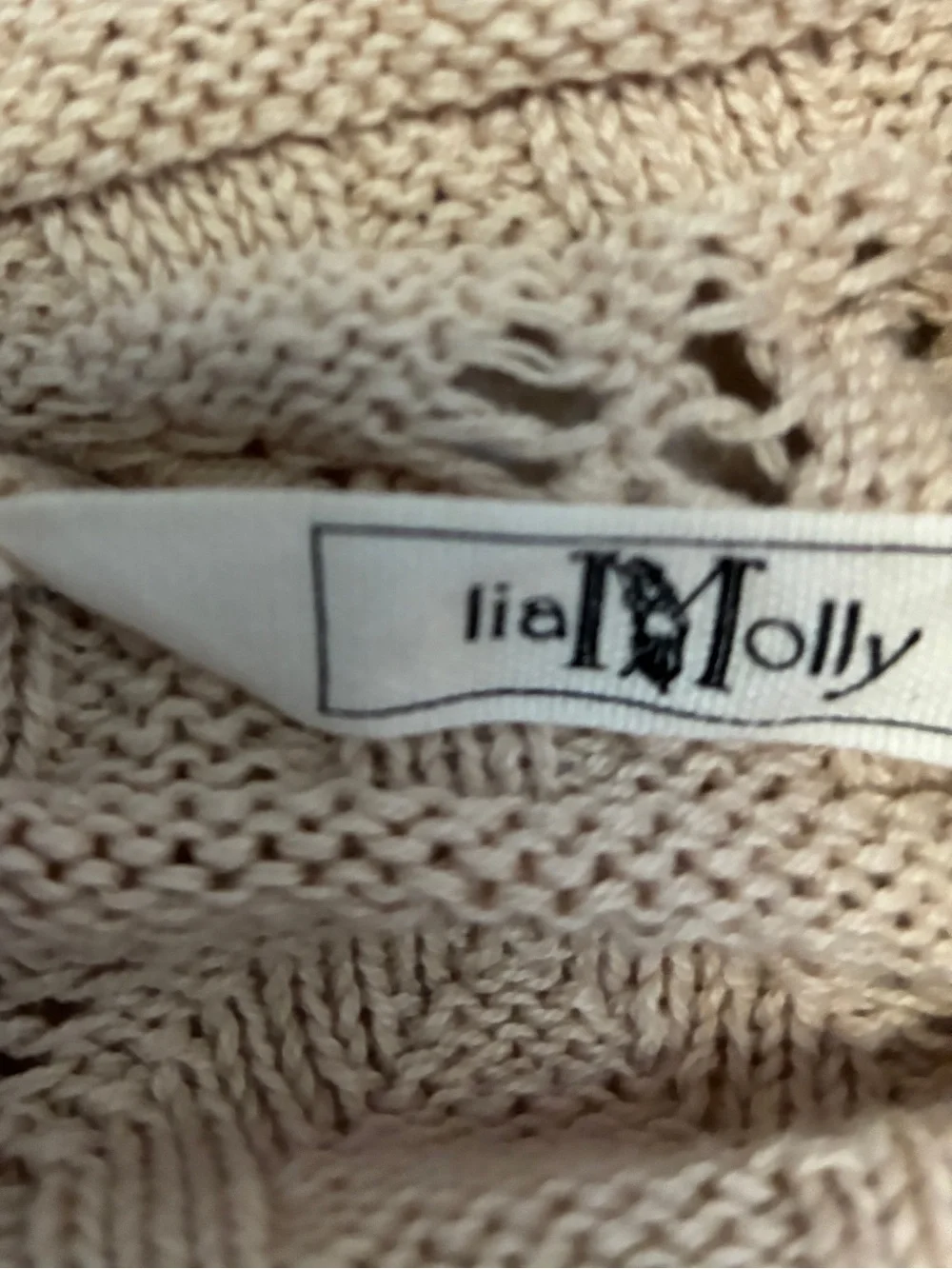 Lia Molly Tan Crochet Open-Front Women's Sweater Shrug 100% Cotton Festival Y2K - Picture 4 of 7